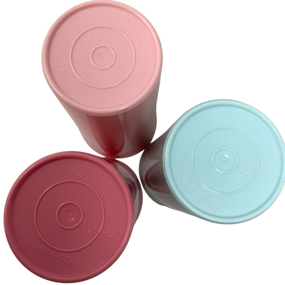 Tupperware Pastel Tumbler Glasses Cups‎ Tall Slender 12 oz Set of 3 - Picture 6 of 11